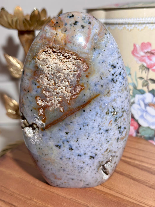 Pastel orbicular ocean jasper freeform