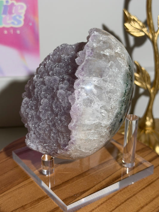 Brazilian purple sugar amethyst egg on stand - XL
