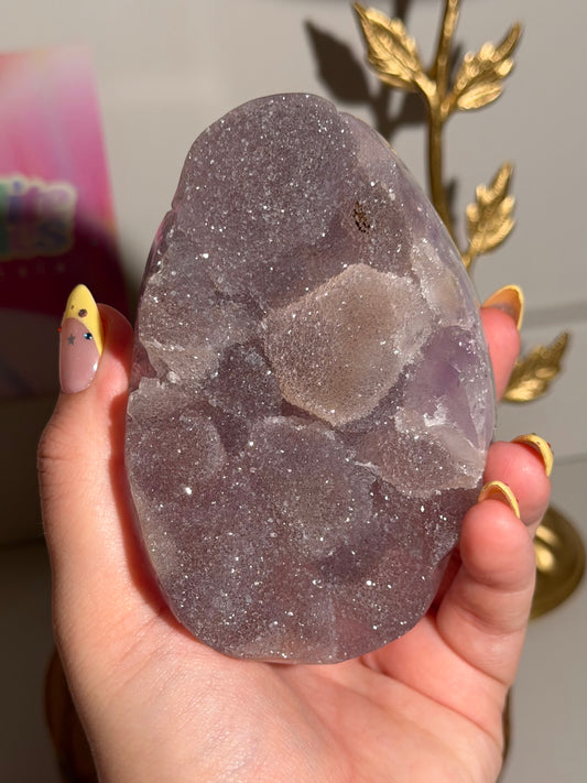 Brazilian purple sugar amethyst egg on stand - XL