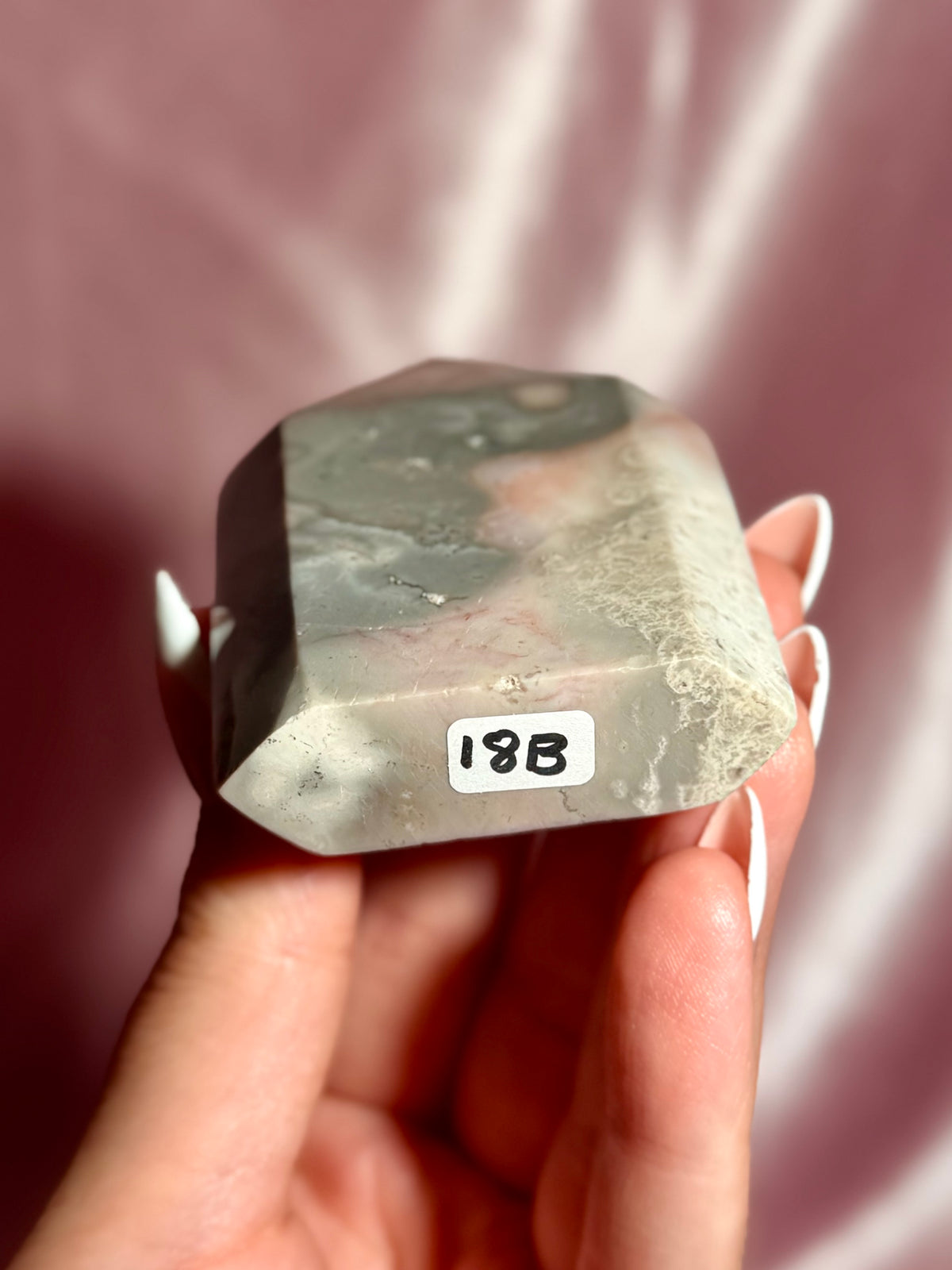 Pink Plume Agate Domino Tower (B)