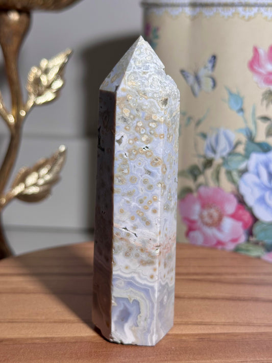 Baby blue orbicular ocean jasper tower 22A