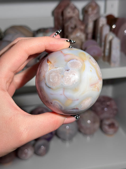 Colorful pastel flower agate sphere