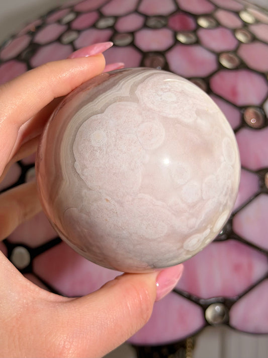 Quartzy Pink amethyst x flower agate sphere