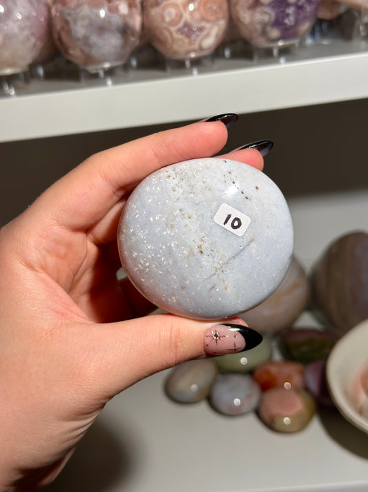 Pastel blue sea jasper palmstone