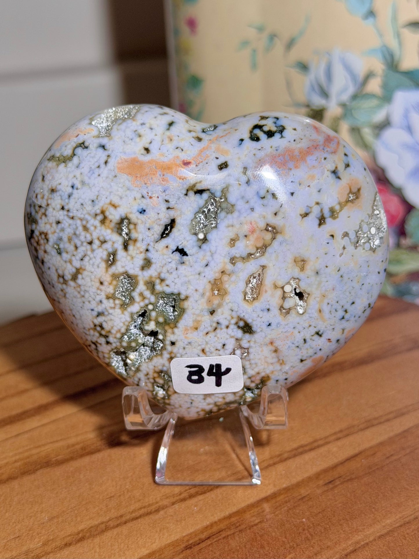 Pastel veinless Ocean Jasper heart
