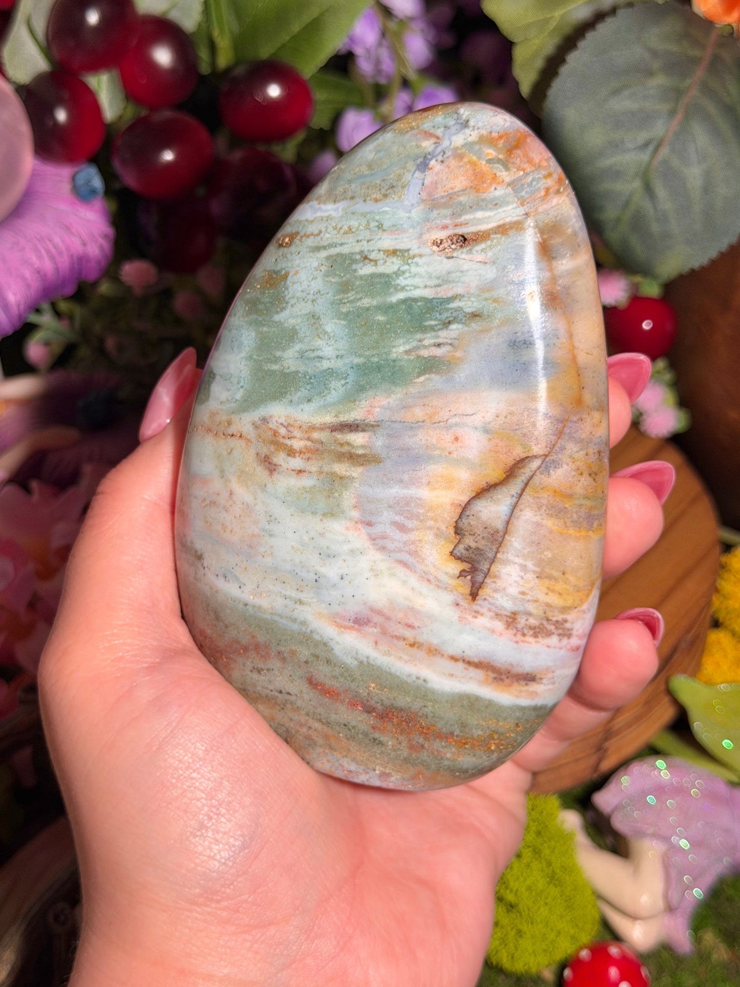 Beachy teal sea jasper freeform