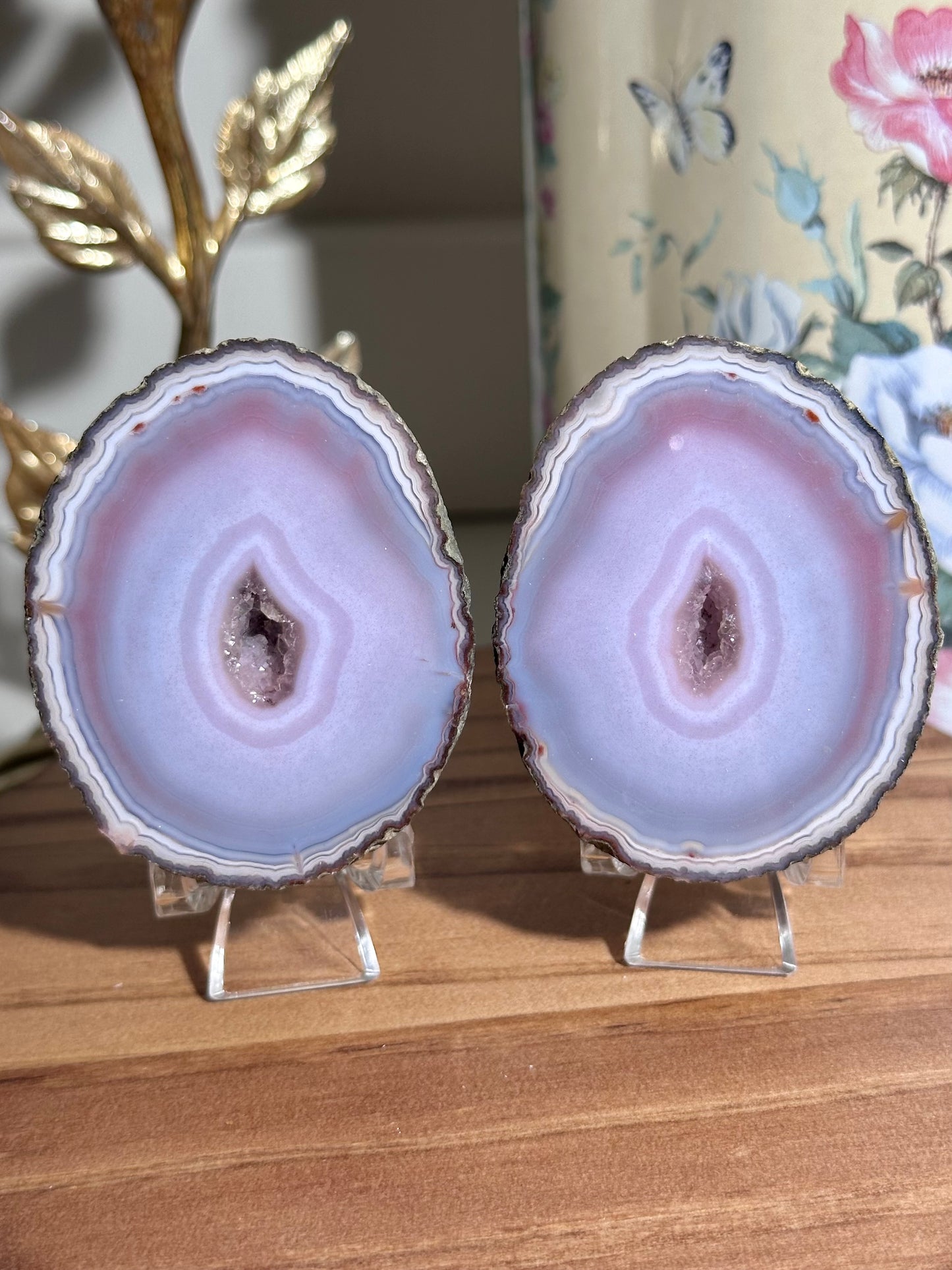 Pastel Chinese Zhanguo agate pair