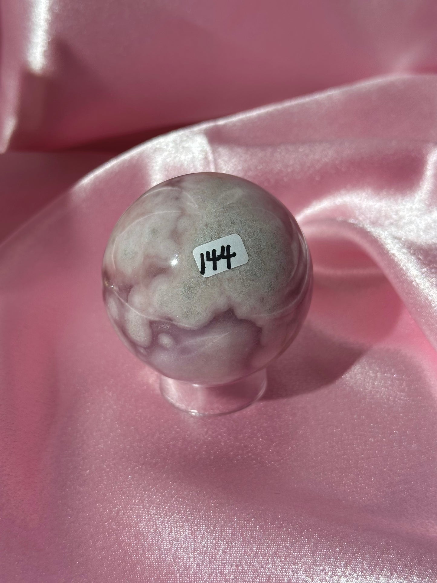 Brazilian pink amethyst x flower agate sphere