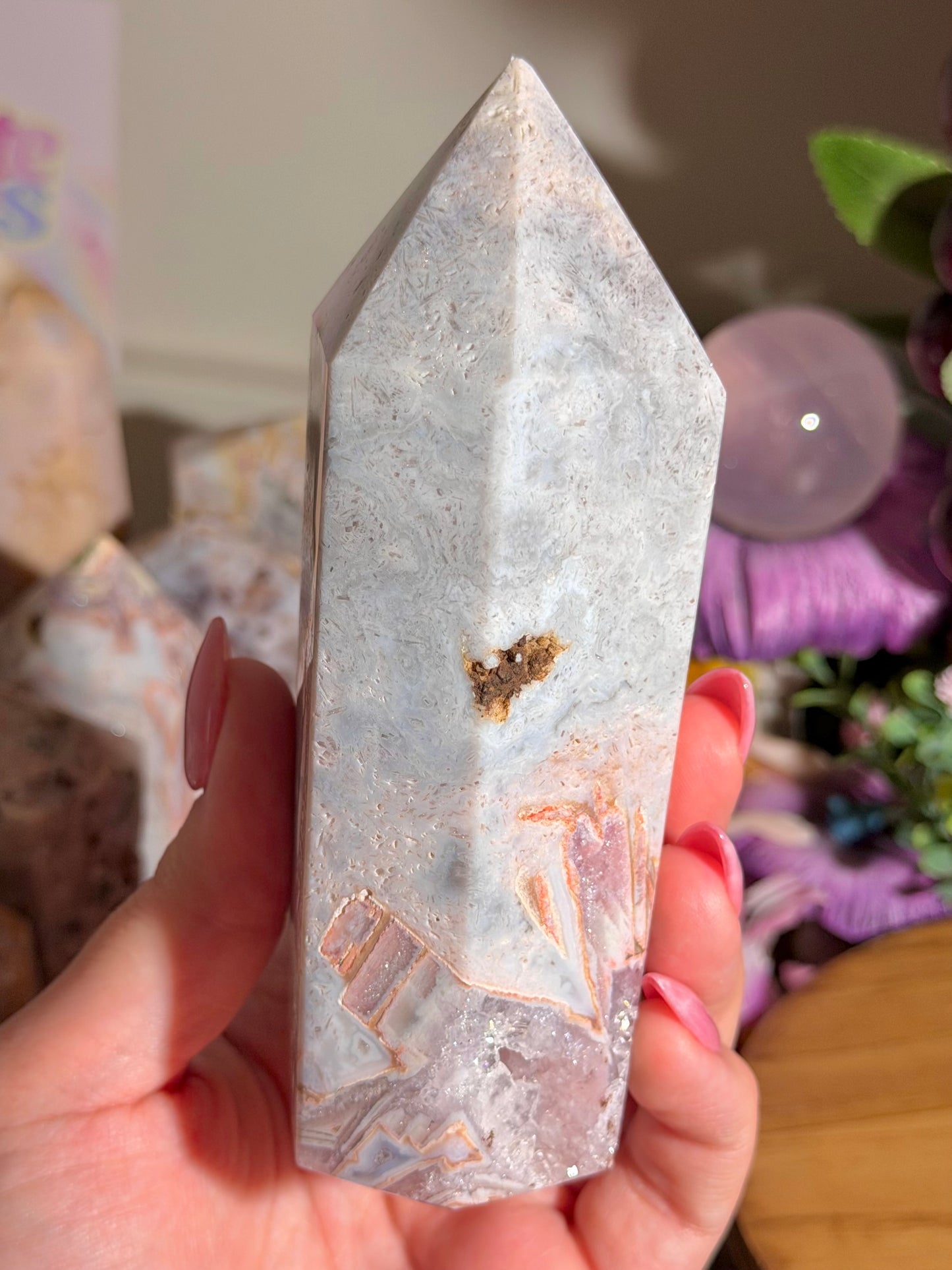 Unique purple and blue pink amethyst tower from Brazil