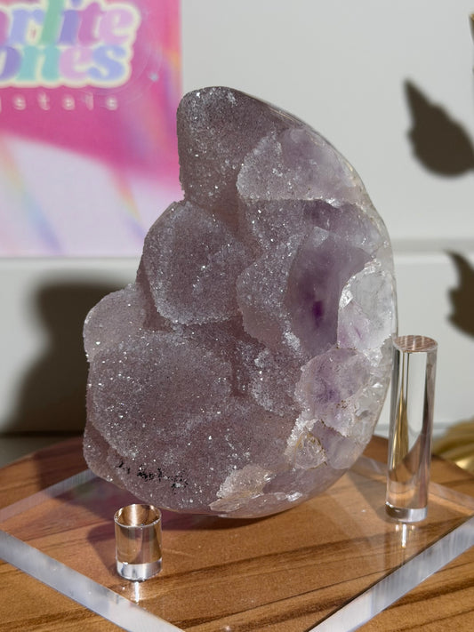 Brazilian purple sugar amethyst egg on stand