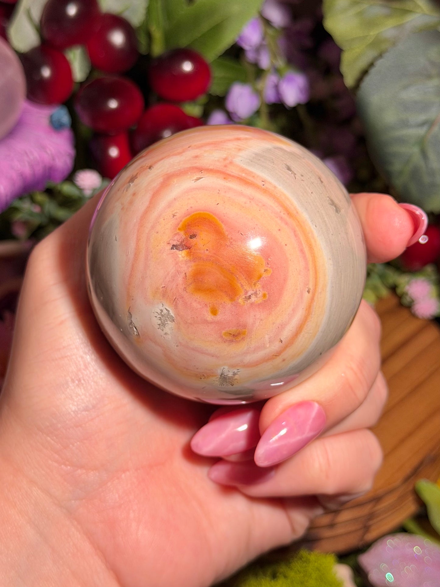 "Baby chicken" zebra jasper sphere