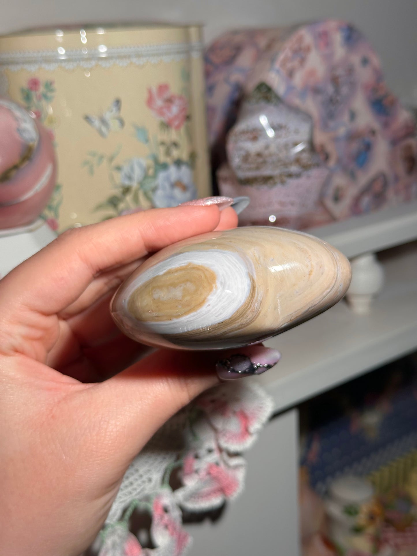 Beachy neutral sea jasper heart