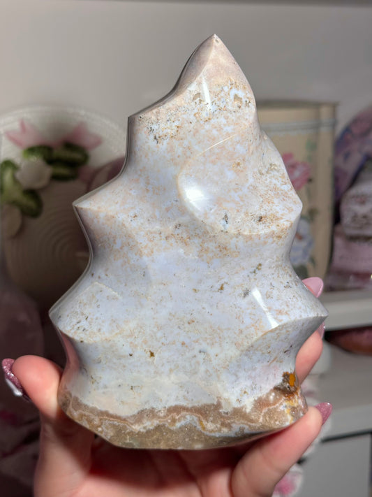 Beachy pastel sea jasper flame
