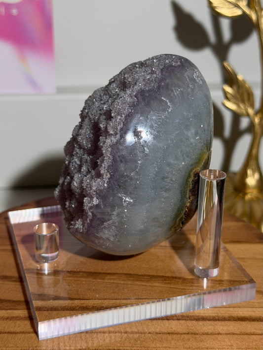 Brazilian purple sugar amethyst egg on stand