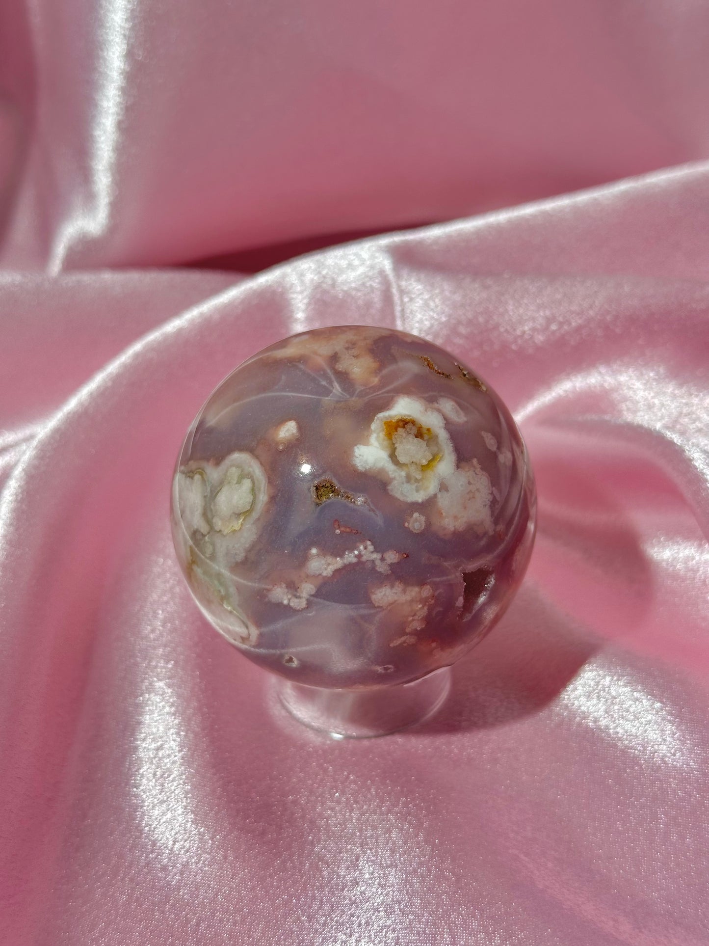 Colorful flower agate sphere from Madagascar *imperfect polish