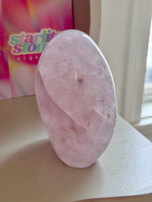 Pale purple rose quartz freeform