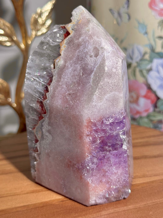 Hematite included Brazilian pink amethyst tower