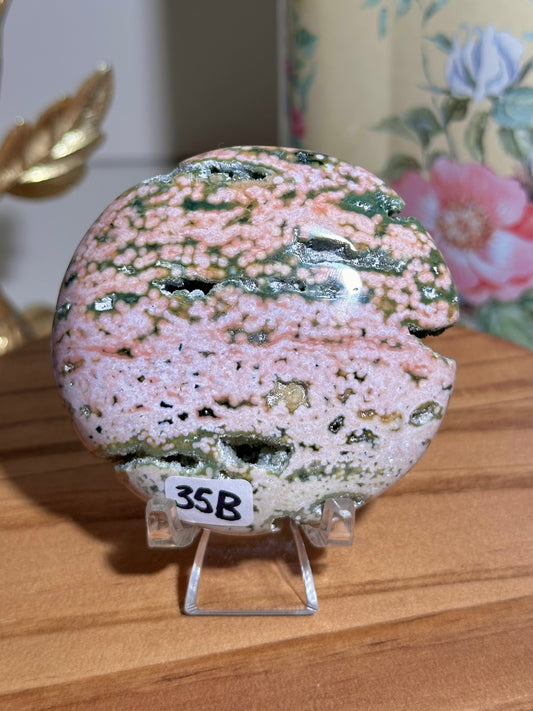 Pink & green Ocean jasper palmstone 35B