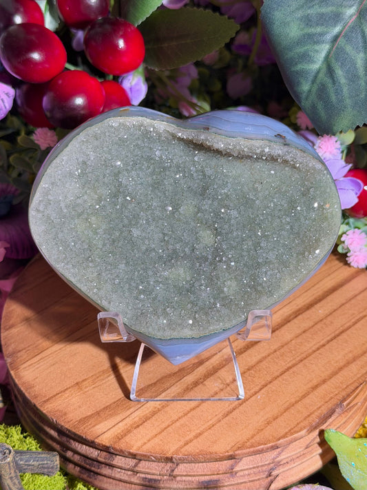 Green rainbow amethyst heart from Brazil