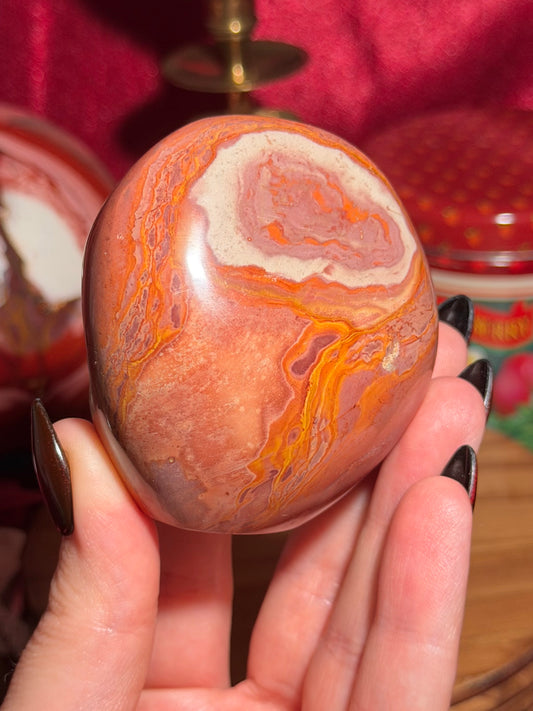 Polychrome jasper freeform with natural unpolished back