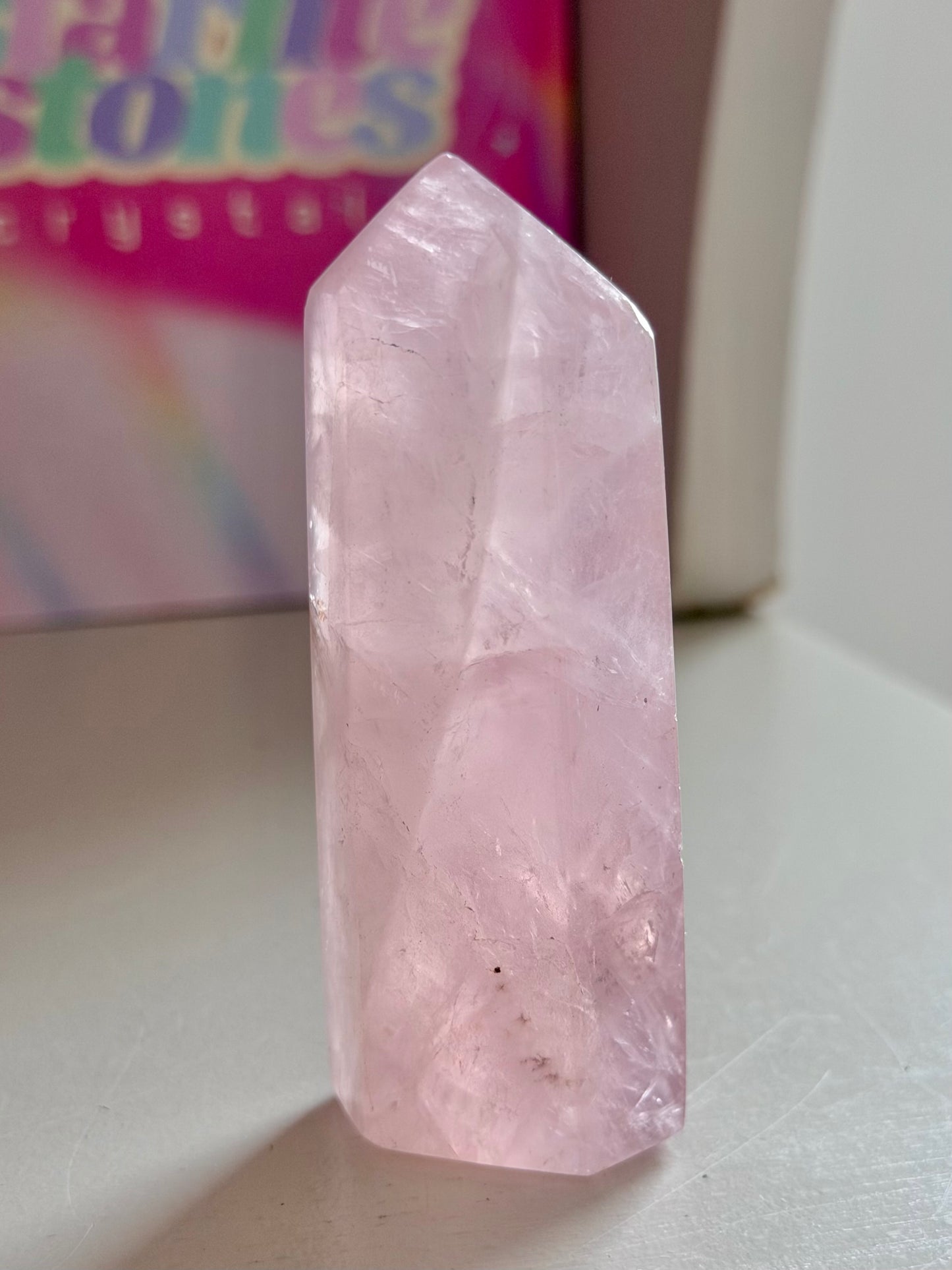 Gemmy pink rose quartz tower