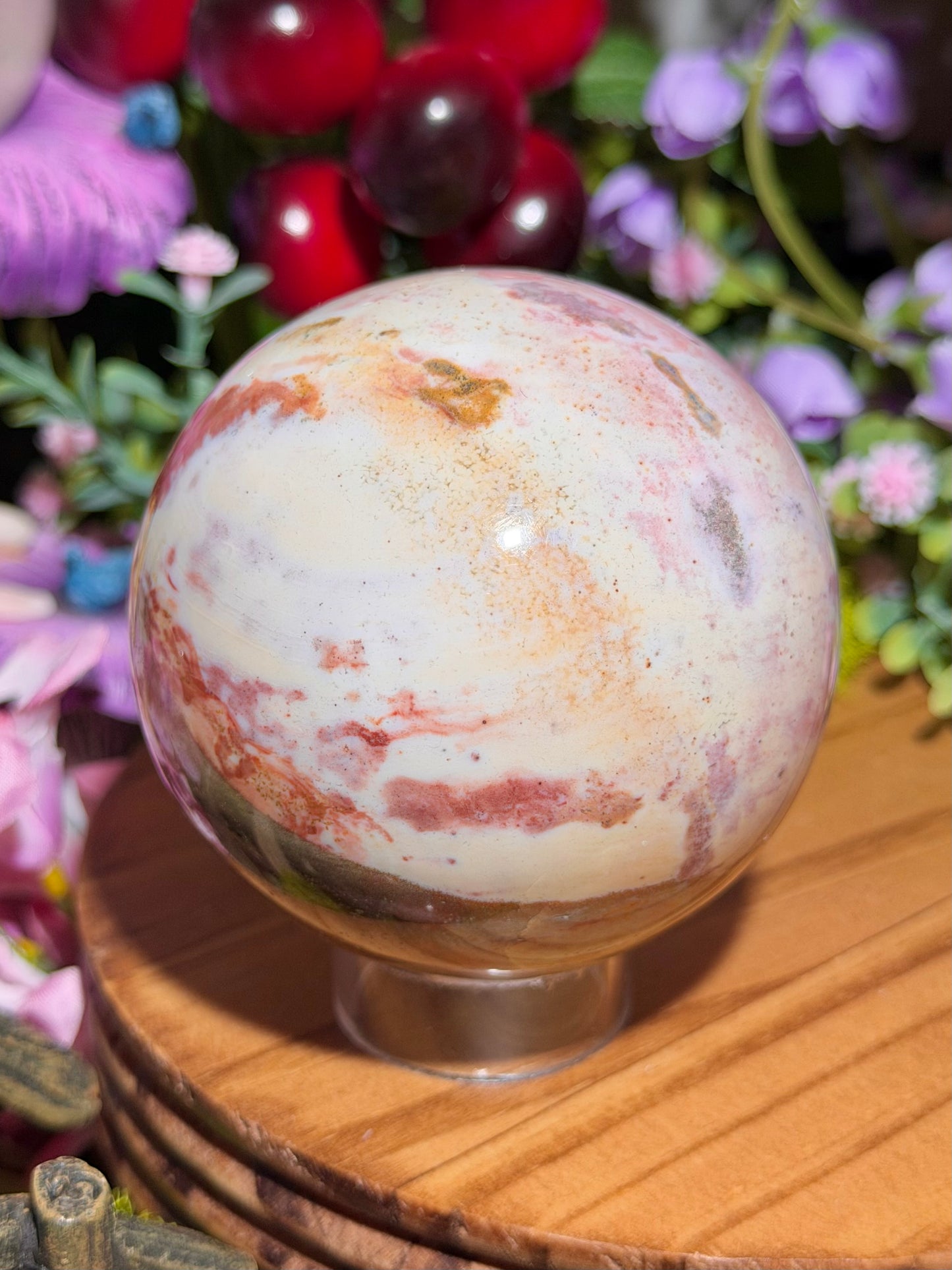 Pink sea jasper sphere