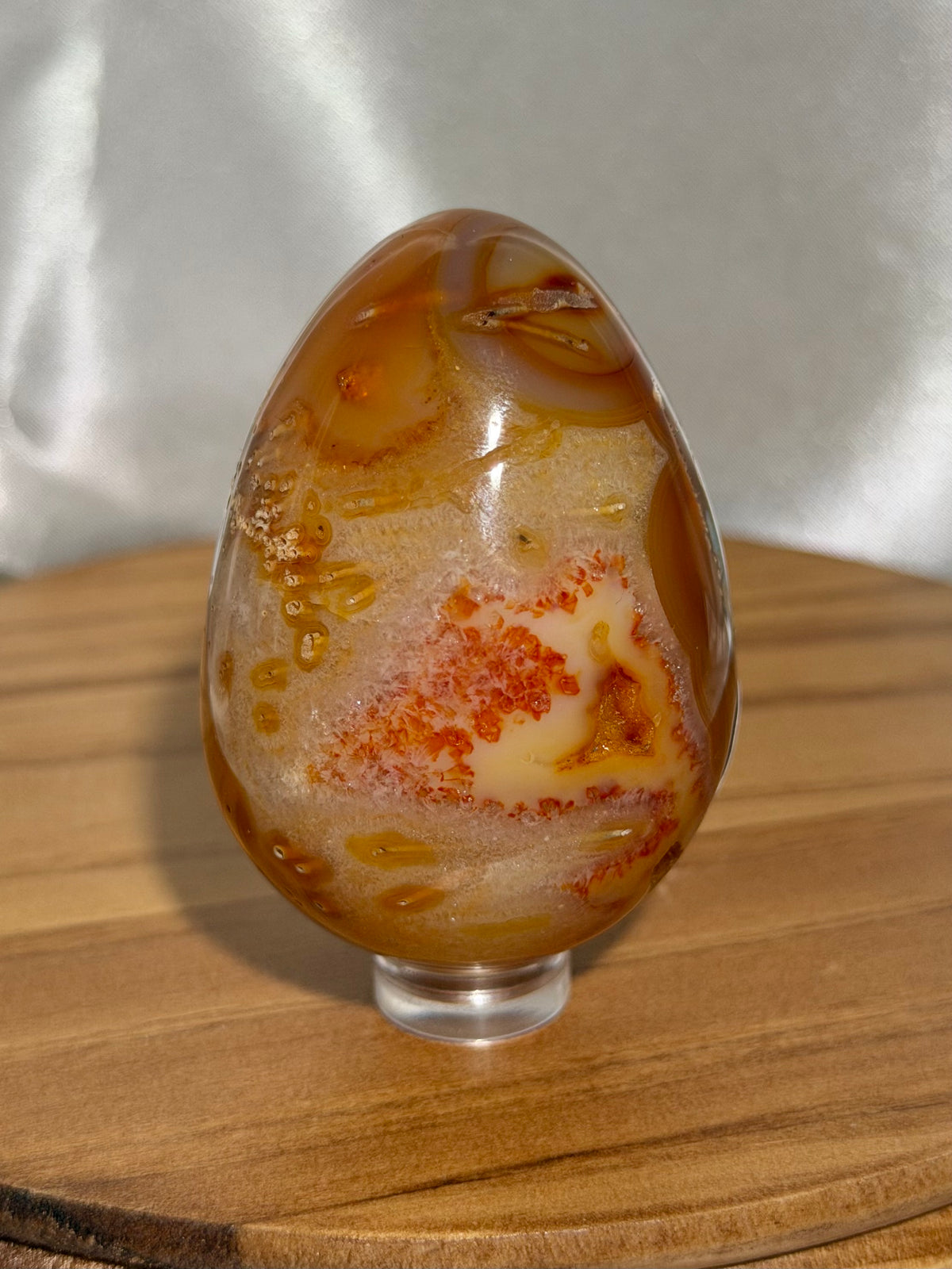 Mossy caramel carnelian egg