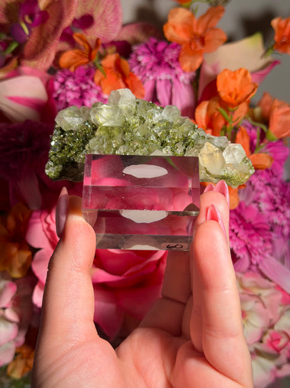 Fairy Quartz Epidote specimen on stand from Hakkari, Turkey