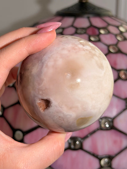 Pink amethyst x flower agate sphere