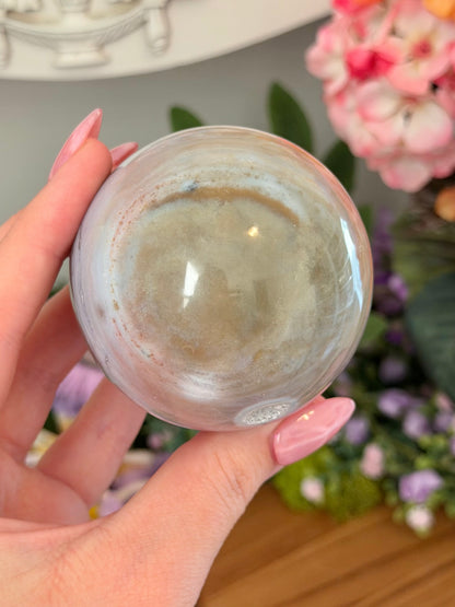 Pastel pink planet sea jasper sphere