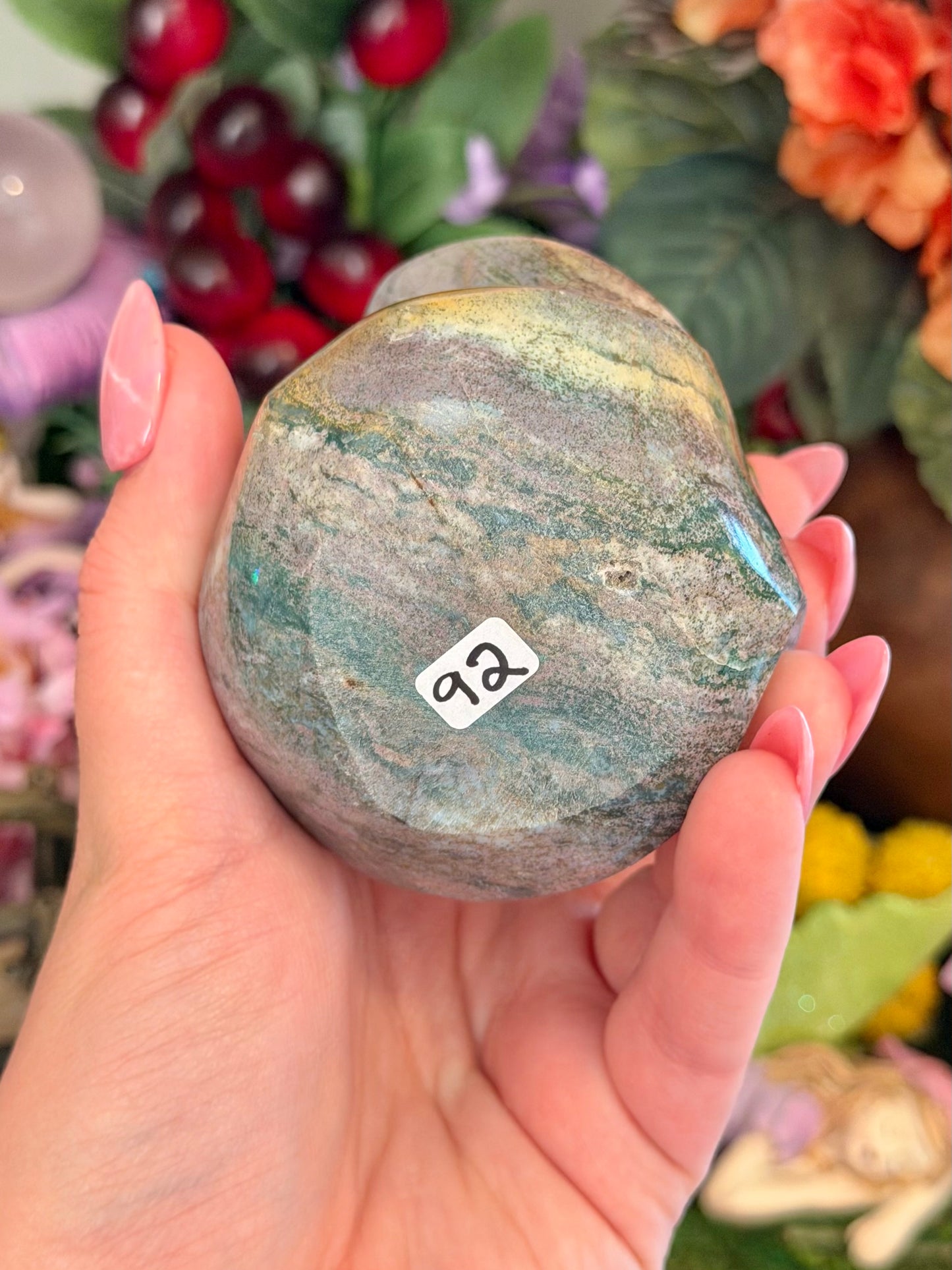 Lilac and green pastel sea jasper flame