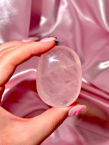 Gemmy star rose quartz palmstone  (A)