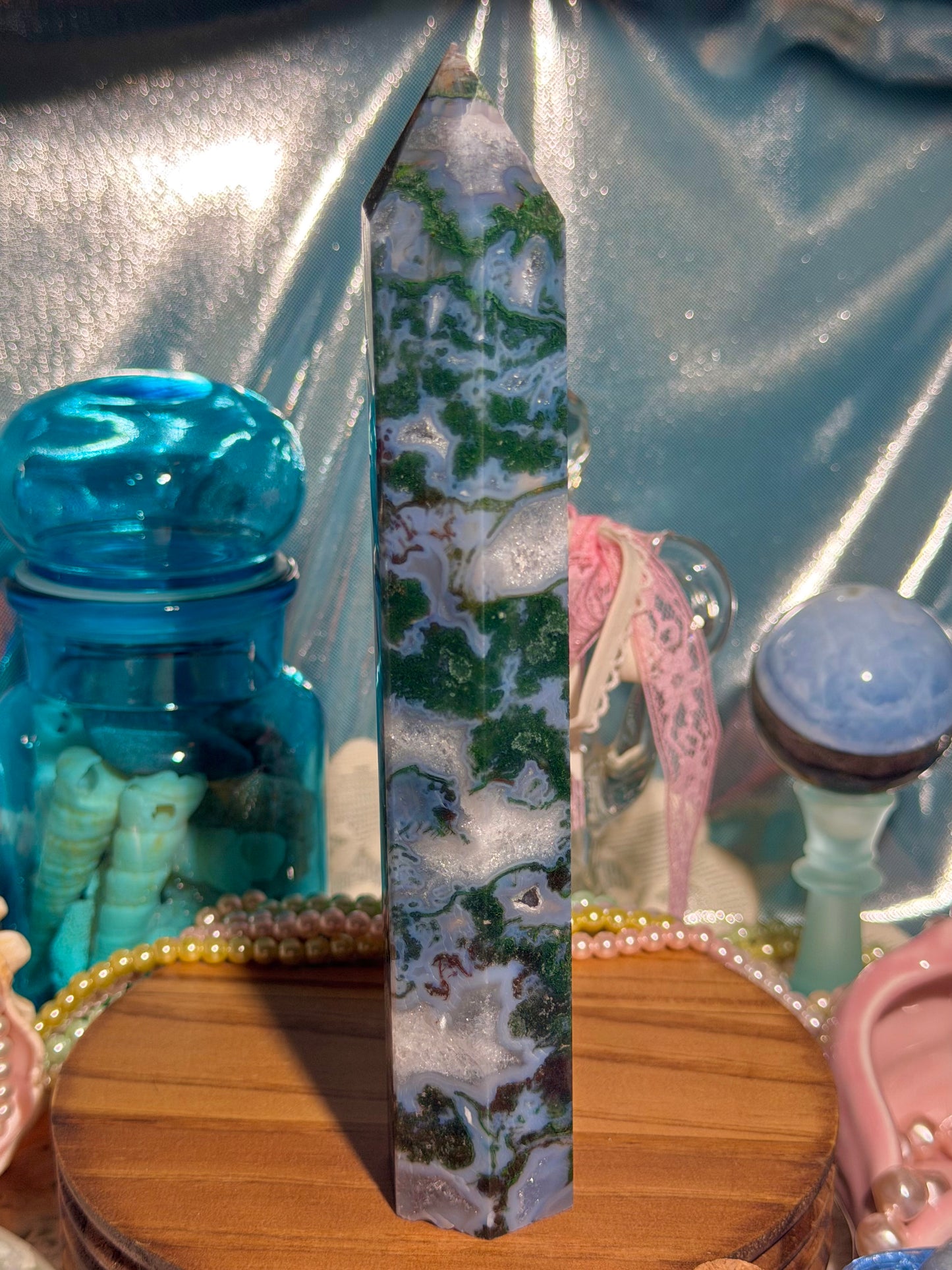 Moss agate tower 63B