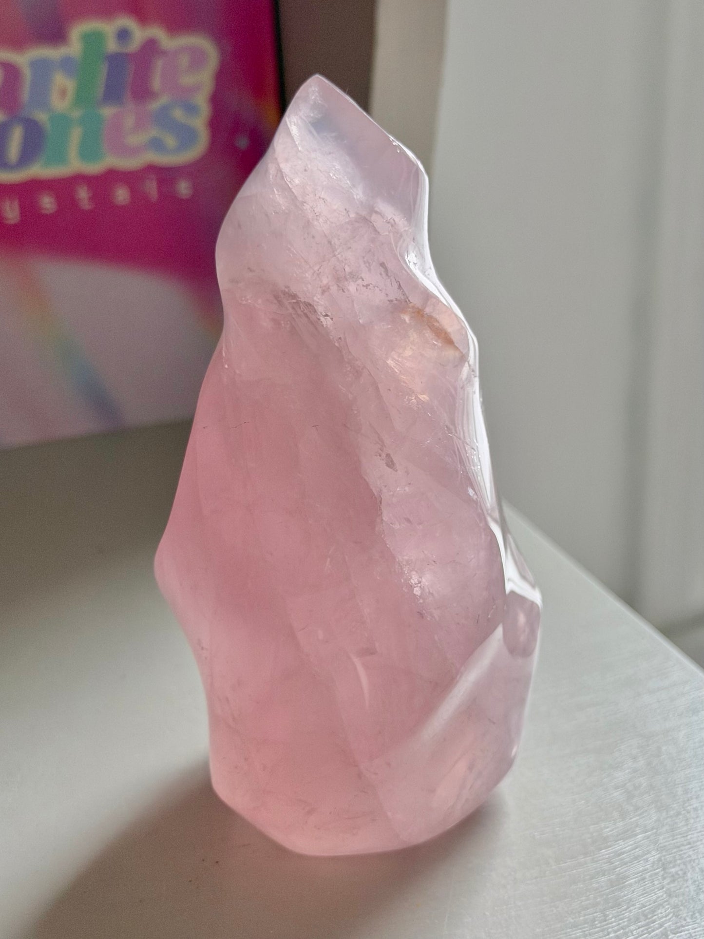 Gemmy star rose quartz flame