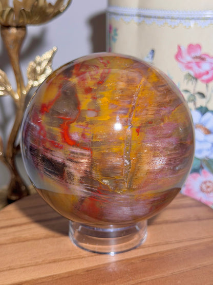 Statement colorful petrified wood sphere