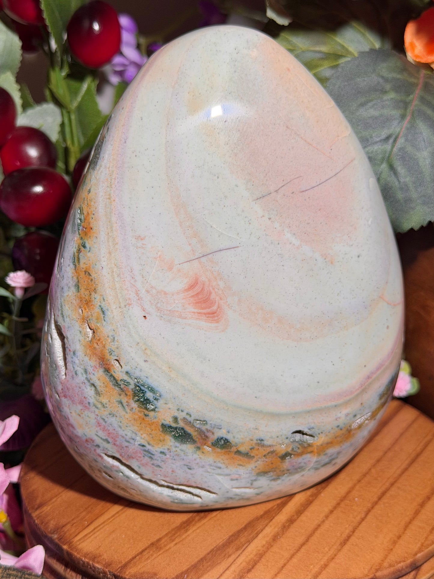 Large pastel rainbow sea jasper freeform