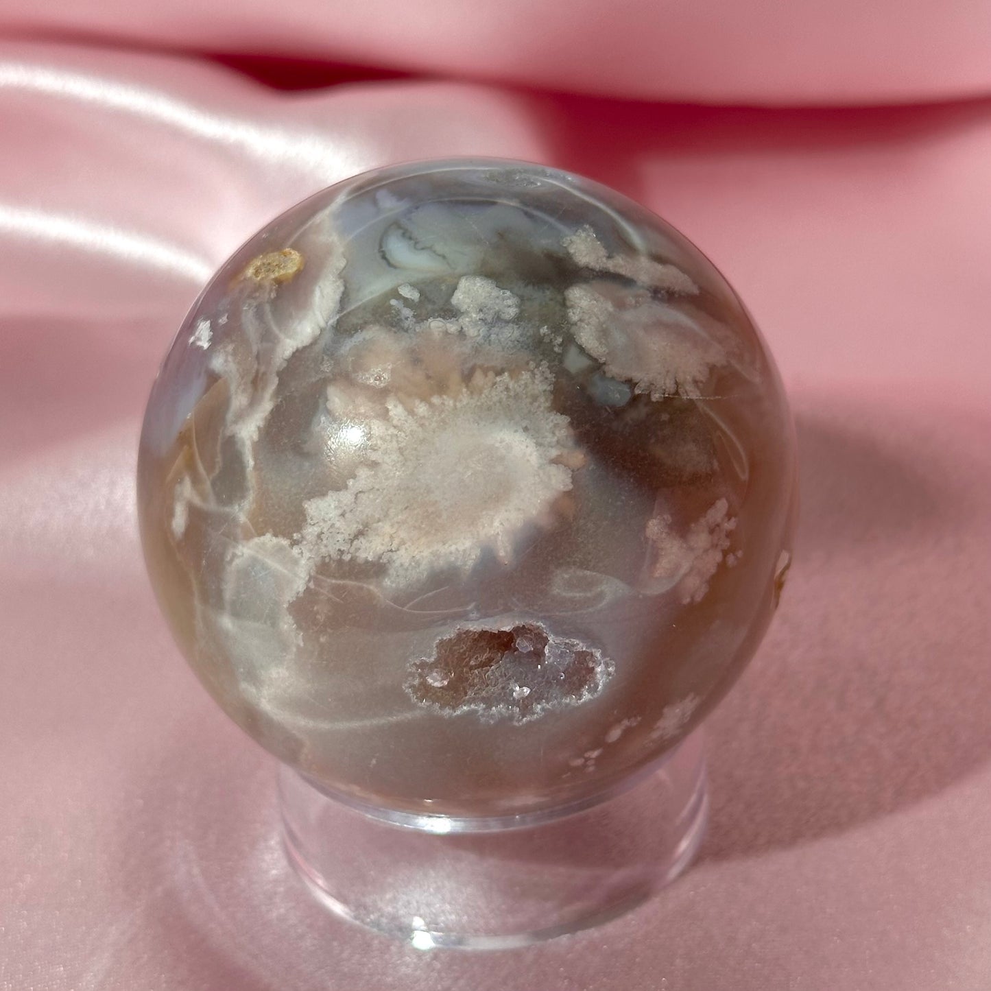 Pink amethyst flower agate sphere (F)