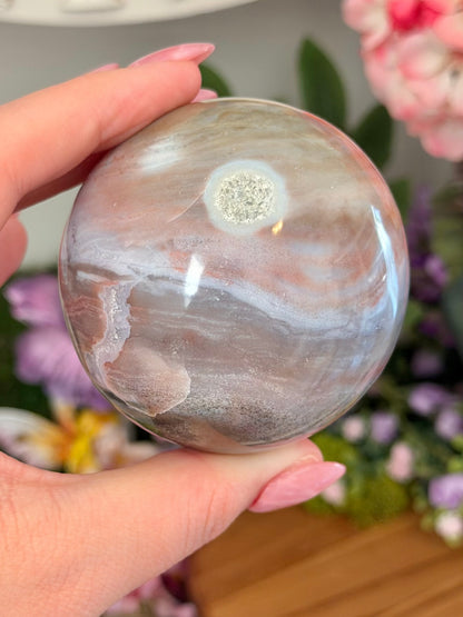 Pastel pink planet sea jasper sphere