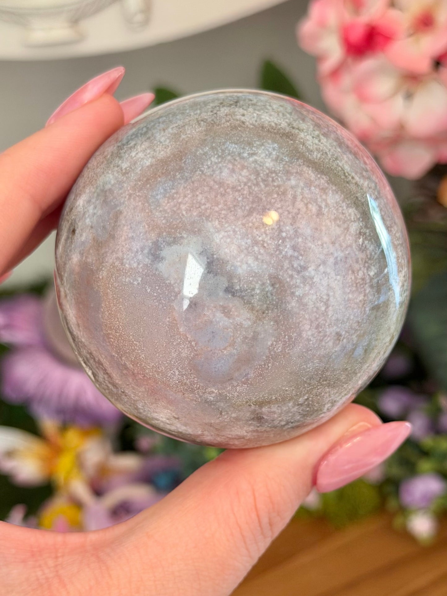 Pastel lilac sea jasper sphere