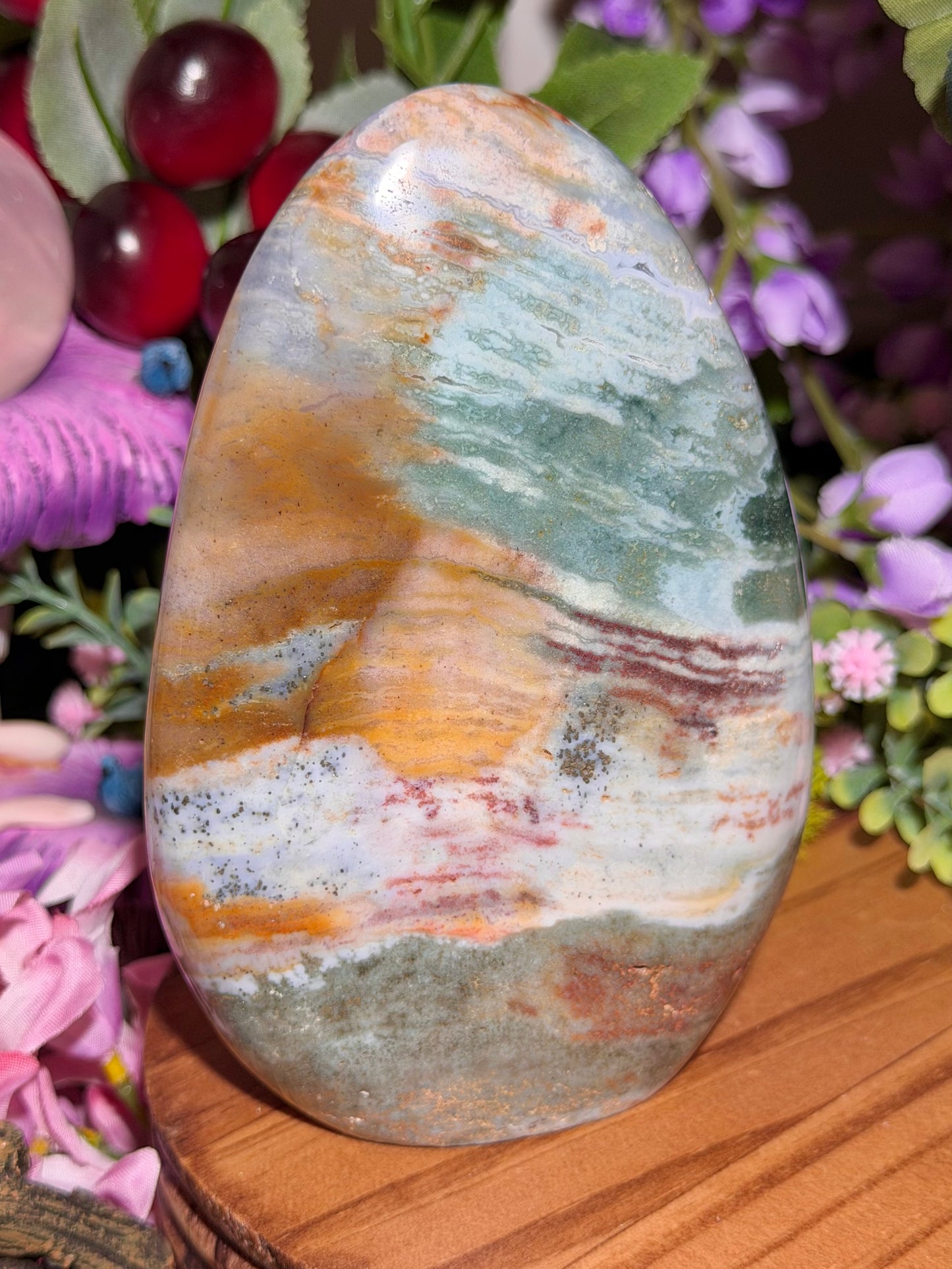 Beachy teal sea jasper freeform