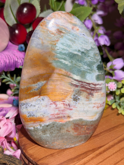 Beachy teal sea jasper freeform