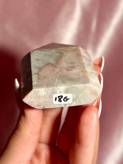Pink Plume Agate Domino Tower (G)