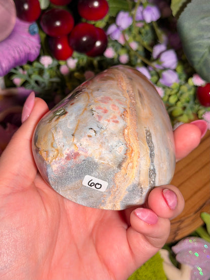 Pastel sea jasper freeform with pops of pink