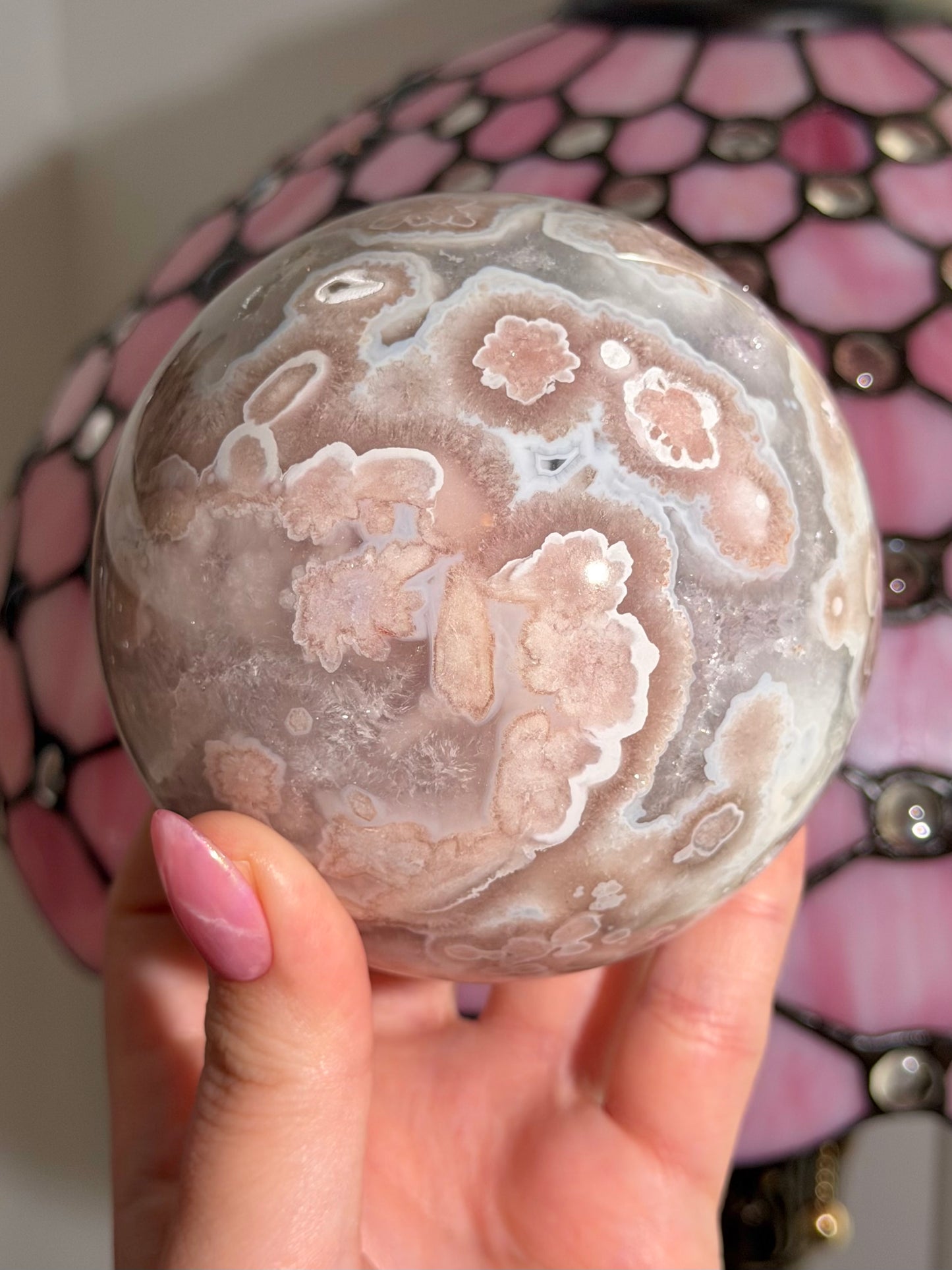Statement Pink amethyst x flower agate sphere