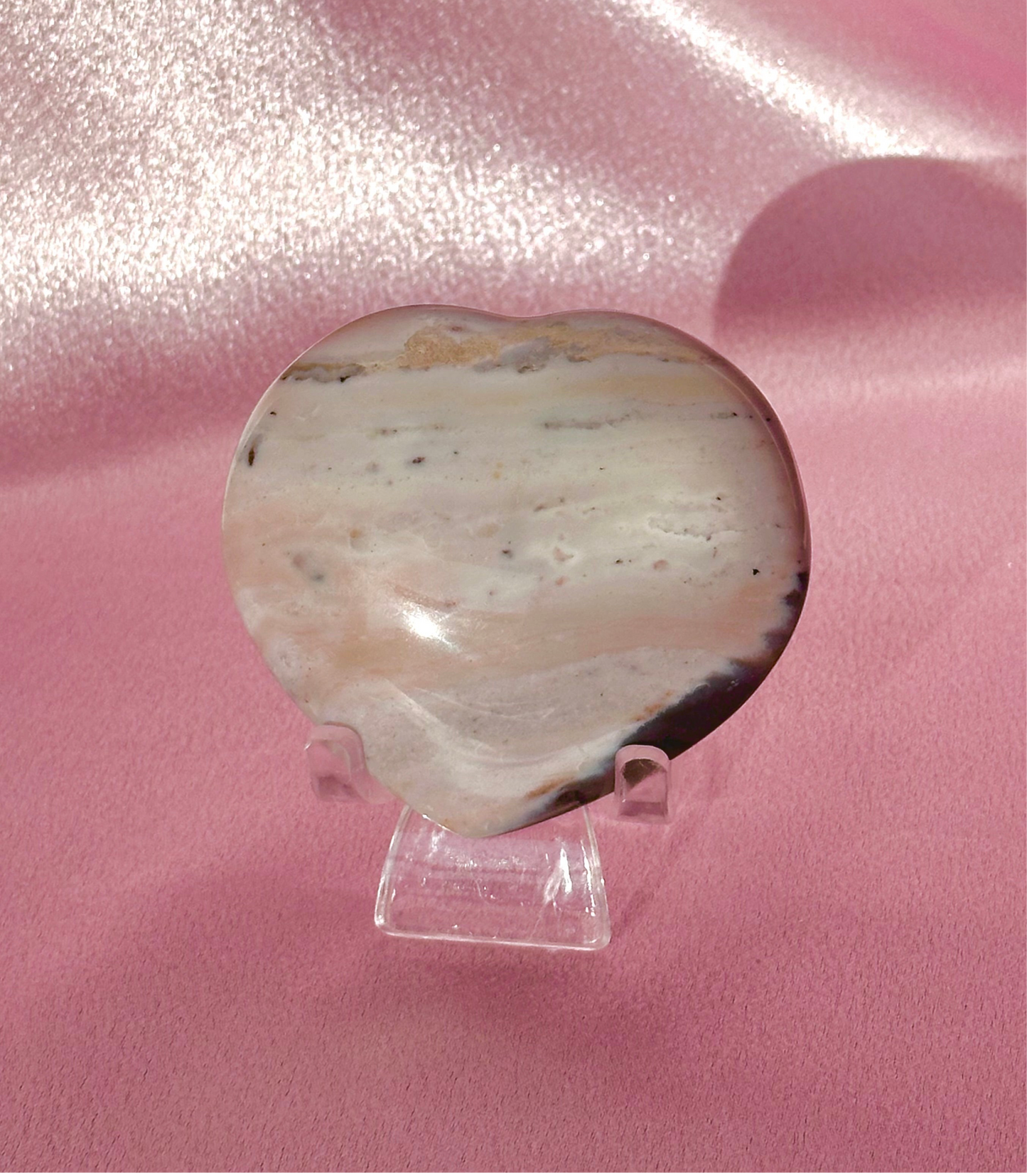 Ocean jasper heart + acrylic stand