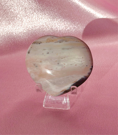Ocean jasper heart + acrylic stand