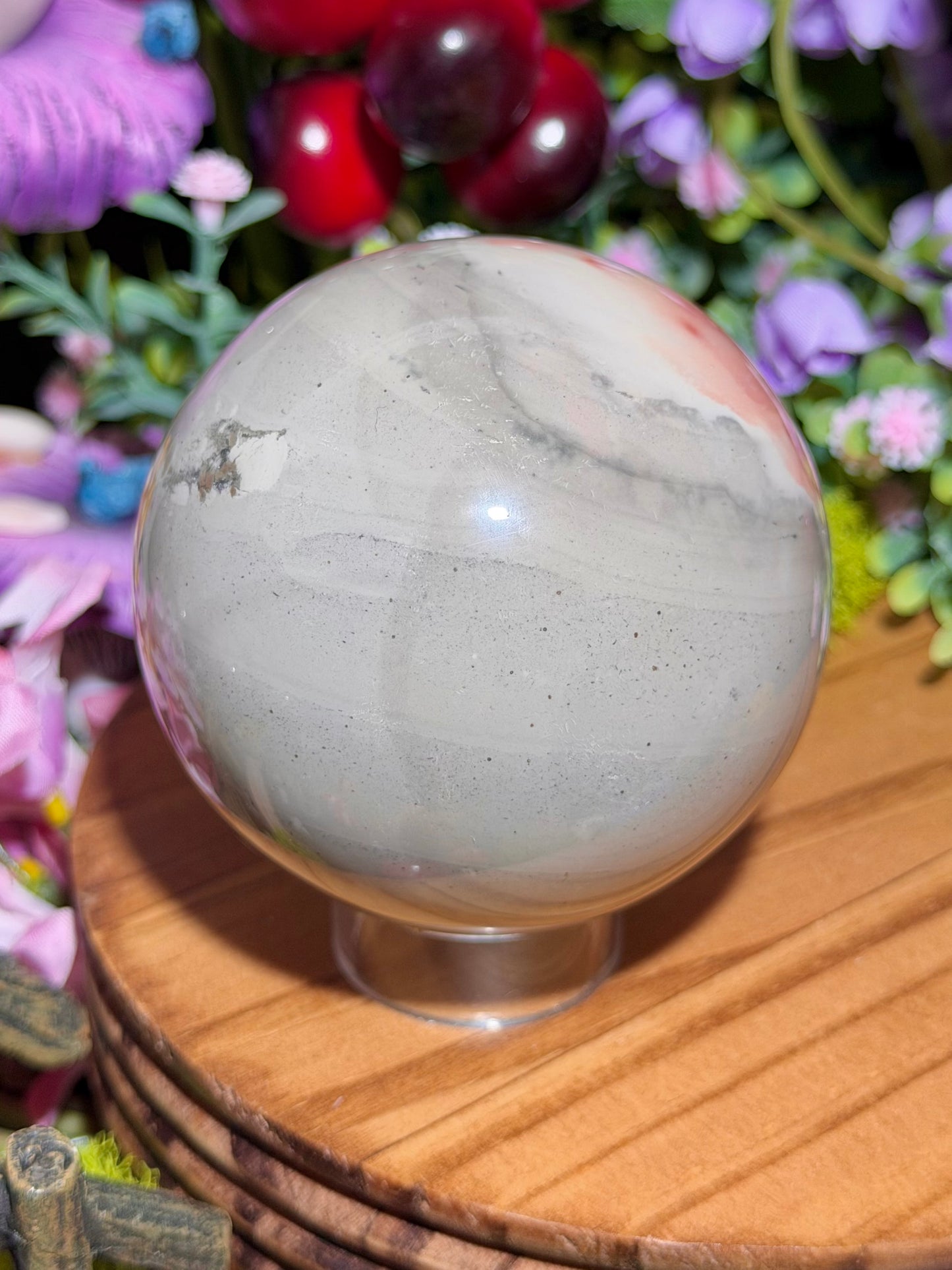 Strawberry zebra jasper sphere