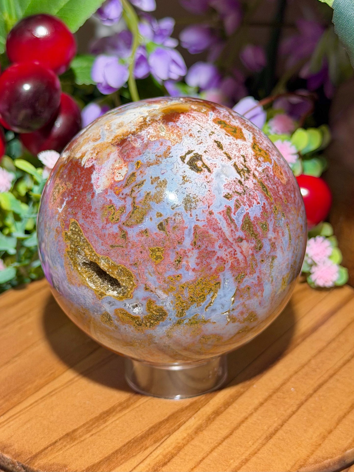 Pink cosmic sea jasper sphere