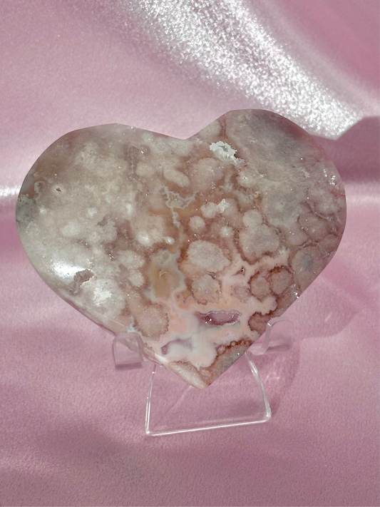 Flower agate heart (C)
