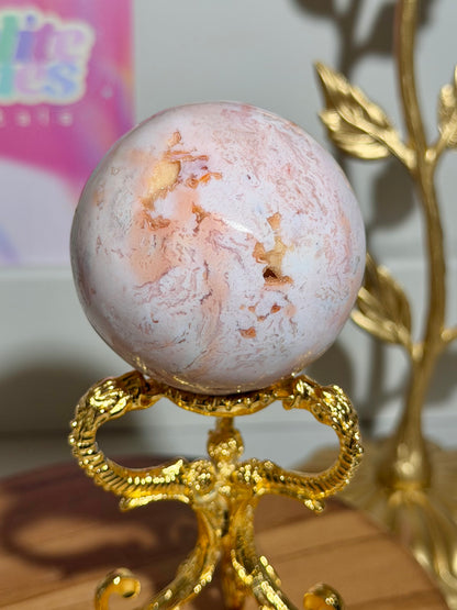 Pink carnelian sphere from Indonesia